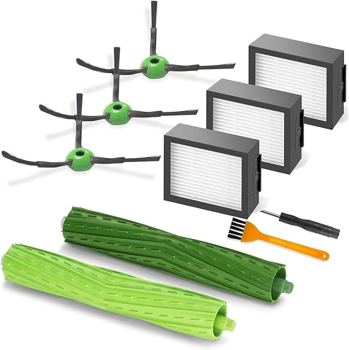 Replacement Parts Accessories for iRobot Roomba E&I&J Series - Fit e5 e6 e7 i1 i1+ i2 i3 i3+ i4 i4+ i6 i6+i7 i7+ i8 i8+ j6+ j7 j7+,Combo i5 i5+j5 j5+ Vacuum - 1 Set Brush,3 Side Brush,3 HEPA Filter