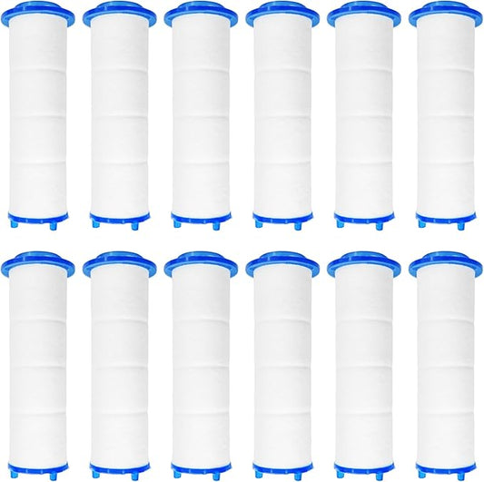 12Pcs 2.6” Shower Head Filter Cartridge, PP Cotton Replacement Filters for High Pressure Handheld Turbo Fan, Vortex Hydro Jet Shower Head, Improves Water Quality, Easy Install