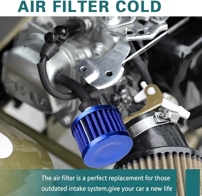 12mm Air Filter Intake Filter Breather, Valve Cover Breather, Mini Universal Motor Cone Cold Clean Air Intake Filter Turbo Vent Breather, Vehicle Engine Air Filters Suitable for Cars Motorcycles