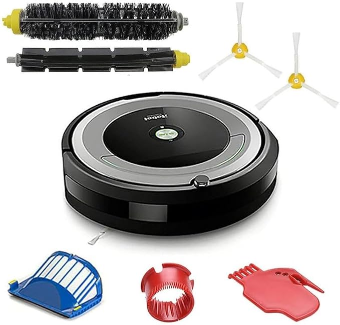 Replacement Parts Kit for irobot Roomba 600 Series 694 676 675 692 695 677 671 690 680 660 650 620 614 610 600 & 500 Series 595 585 564 Vacuum Robot, 1 Set Main Brush, 2 Filter, 4 Side Brushes