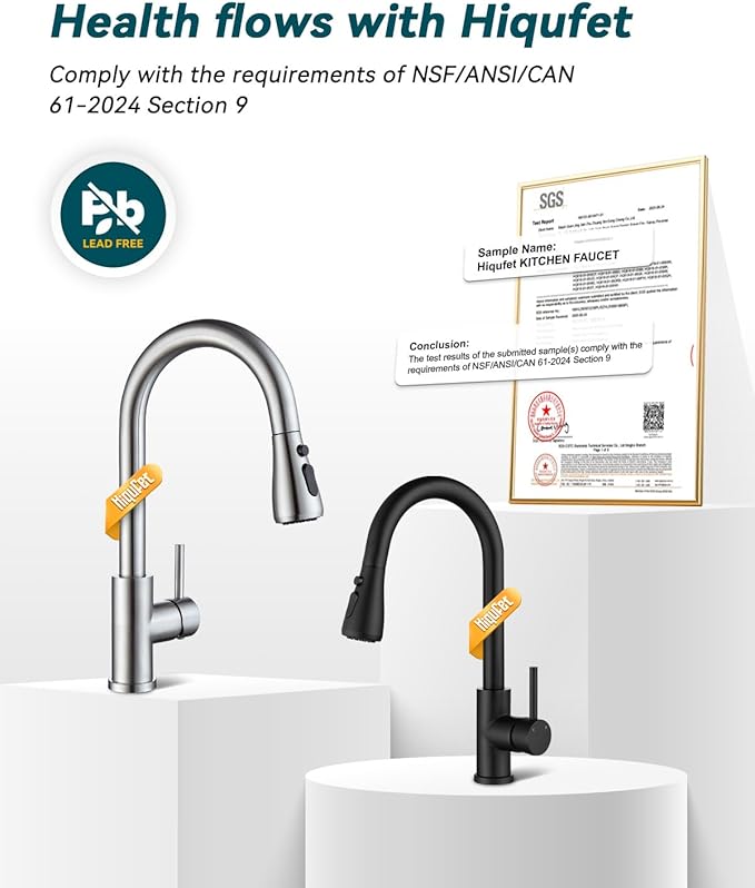 Black Kitchen Faucet with Pull Down Sprayer, Rv Kitchen Sink Faucets for Pot Filler, Farmhouse Camper Bar Sink Laundry Room, Fingerprint Resistant Single Hole Single Handle Stainless Steel