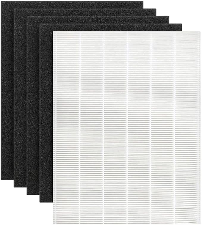 Nispira D480 Replacement Filter Set Compatible with Winix D480 Air Purifier, Replaces Part 1712-0100-00, Includes 1 HEPA Filter and 4 Carbon Filters, 1 Set