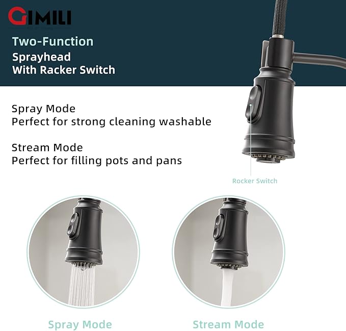GIMILI Matte Black Touchless Kitchen Sink Faucet with Pull Down Sprayer, Motion Sensor Smart Activated Hands-Free Single Handle Kitchen Faucet