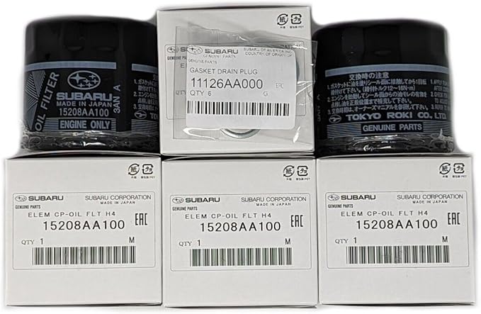 Subaru Engine Oil Filter & Crush Gasket Kit (1, 2, 3, 6, 12 pks available) 15208AA100 & 11126AA000 Genuine Legacy Outback Impreza Wrx STi Forester Baja (6 Pack)