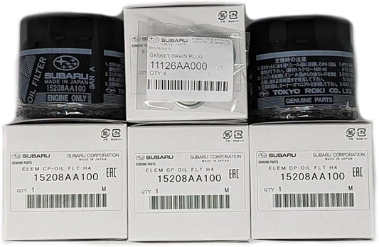 Subaru Engine Oil Filter & Crush Gasket Kit (1, 2, 3, 6, 12 pks available) 15208AA100 & 11126AA000 Genuine Legacy Outback Impreza Wrx STi Forester Baja (6 Pack)