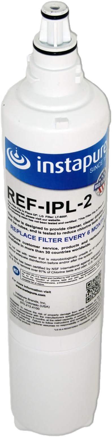 LT600P Compatible Filter Made in USA by Instapure. NSF/ANSI Certified 42, 53, P473, 401 for CTO, Lead, PFOA/PFOS, Pharmaceuticals REF-IPL-2 ULTRA filter fits LG LT600P 5231JA2006B & more