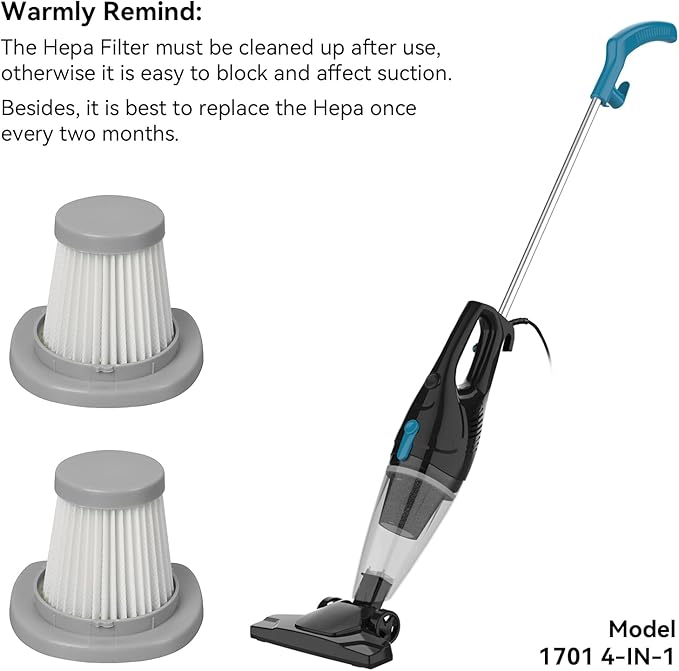 2PCS Hepa Replacement Vacuum Filter ONLY for 1701 Corded Stick Vacuum Cleaner