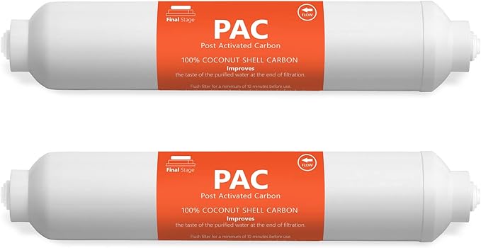 Express Water – 2 Pack Post Activated Carbon Water Filter Replacement – 5 Micron – 10 Inch – Under Sink and Reverse Osmosis System