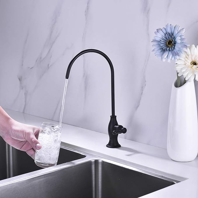 Delle Rosa Drinking Water Purifier Faucet, Commercial Filtration Faucets for Under Sink Water Filter System, Modern Stainless Steel Matte Black Kitchen Bar Sink Drinking Water Faucets,Non-Air Gap