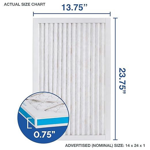 Aerostar 14x24x1 MERV 6 Air Filter, 6 Pack Set of HVAC Furnace Filters, Electrostatic MPR 300 (Actual Size: 13 3/4 x 23 3/4 x 3/4 inches)