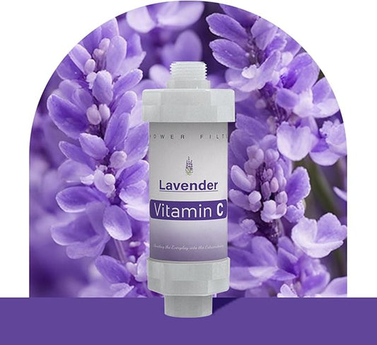 Shower Head Filter for Hard Water Bathroom Accessories Water Filter Vitamin C Replacement Cartridge Remove Chlorine Fluoride Improves Skin Condition Protects Hair Lavender Scent