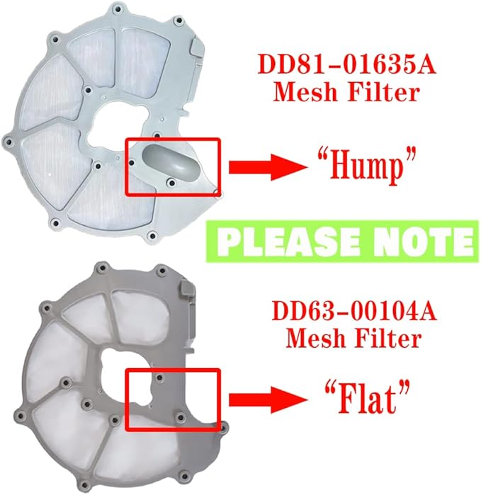 【Upgraded】"No Hump" DD63-00104A For Samsung Dishwasher Pump Mesh Filter Body (OEM) Parts, Grey (9 * 8.6 * 0.2 inch) (Match DD63-00099A Sump-Cover)