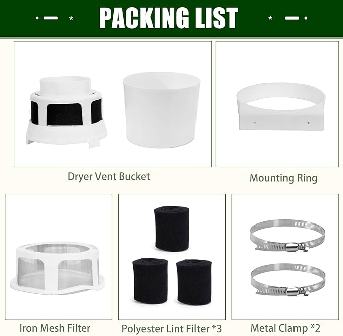 Upgraded Version - VIWINVELA 3 in 1 Indoor Dryer Vent Kit for Electric Dryer, Dryer Lint Trap Filter Bucket Dryer Lint Catcher Box