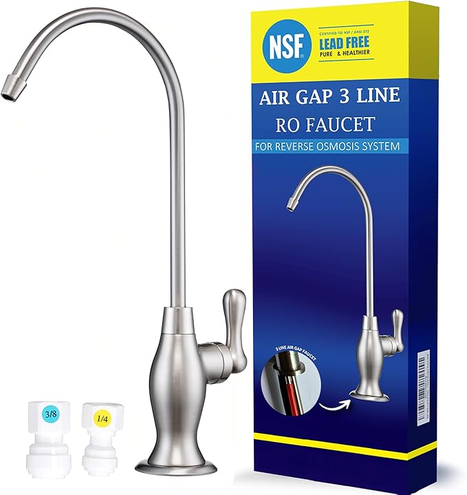 Air Gap 3 Line Lead-Free RO Faucet Drinking Water Filtration Reverse Osmosis Faucet (Brushed Nickel) NSF Certified