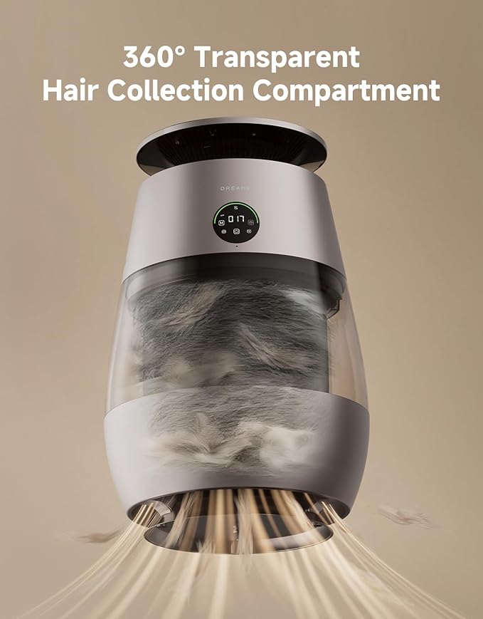 ‌Dreame Pet Air Purifier, 1346 ft² for Home Large Room, NeverChange 5.4-Year Filters for Odor Purification, 360° Visual Collection of Hair, ‌Pet-Friendly Design, APP & Voice Control, AP10-Gold