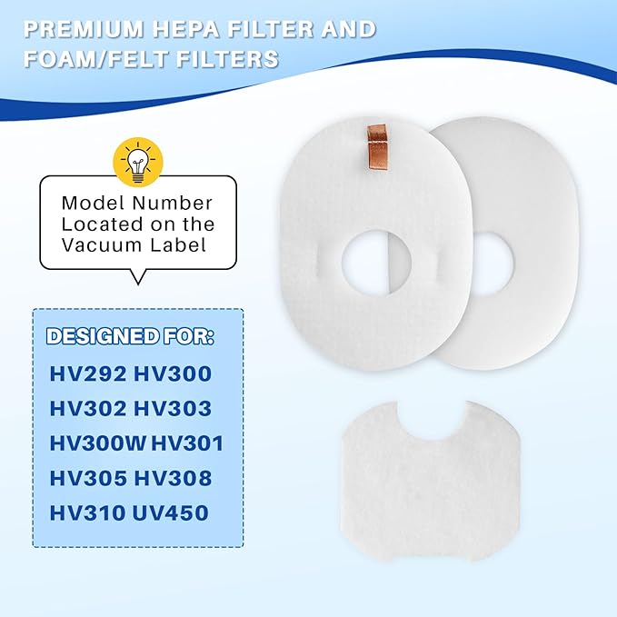 4 Pack Filter Replacement for Shark Rocket Vacuum HV300 HV301 HV300W HV302 HV305 HV310 UV450 Foam & Felt Filter Kit