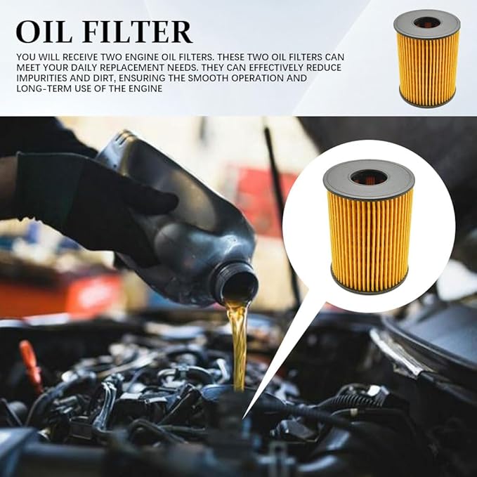 2PCS 26350-2S000 Oil Filters, Oil Filter for My Car, 263502S000 26350-2R000 Filters Includes Gasket and O-Rings, Car Accessories Compatible with Sonata 2022-2023 Tucson 2.5L Kia Sorento 2.5 L