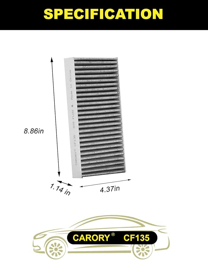 Cabin Air Filter w/Activated Carbon for Honda Civic (2001-2005), CR-V (2002-2006), Element (2003-2011), Acura RSX (2002-2006), EL, OE# 80292-S5A-003, 80292-S5D-406, CF10135,XC15439