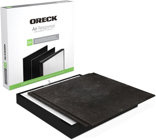 Oreck Certified HEPA Media + Odor Control Replacement Filter Kit Type B3, for Air Response Large, Powerful HEPA and Carbon Filtration, Captures 99% of Particles, Dust, Pollen, Pet Dander and Smoke