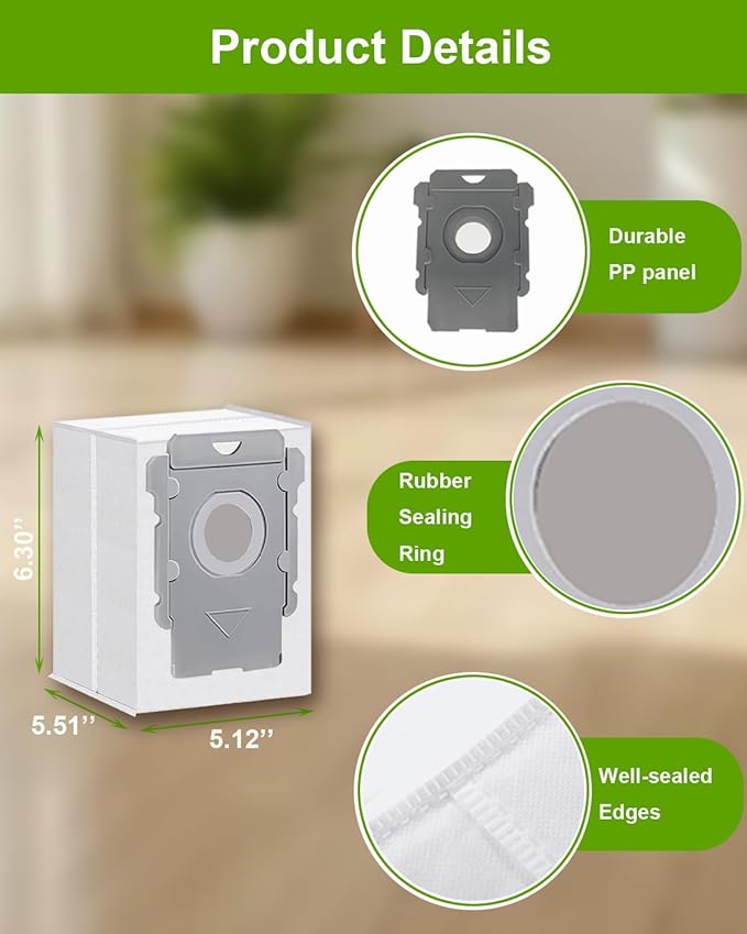 ApexOne 24 Pack Vacuum Bags for iRobot Roomba i, j, s Series, 104 Combo, 105 Combo, 105 Vac, Plus 405 (G185) (G181) Combo, Max 705 Vac, Max 705 Combo, Plus 504 Vac, Plus 505 Combo, Q0520 Robot Vacuum