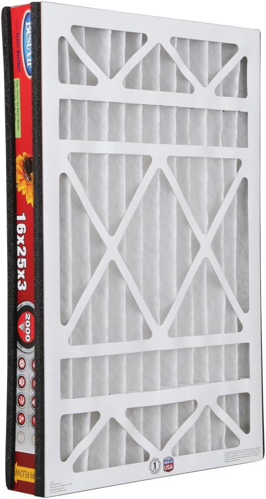 BestAir AB3-1625-11R AC Furnace Air Filter, 16" x 25" x 3", MERV 11, Fits 100%, For Trion Air Bear, Supreme, Skuttle, GeneralAire, Source1 & Ultravation Models, Pack of 3