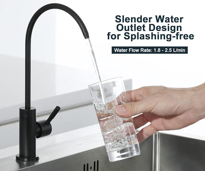 ESOW Kitchen Water Filter Faucet, 100% Lead-Free Drinking Water Faucet Fits Most Reverse Osmosis Units or Water Filtration System in Non-Air Gap, Stainless Steel 304 Body Matte Black Finish