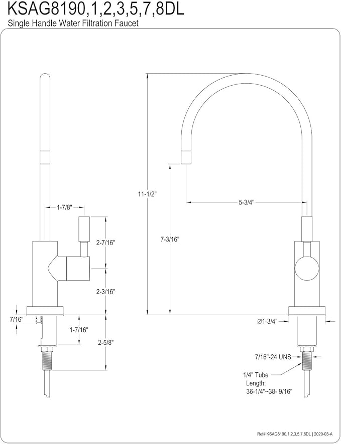 Kingston Brass KSAG8192DL Concord Reverse Osmosis System Filtration Water Air Gap Faucet, Polished Brass