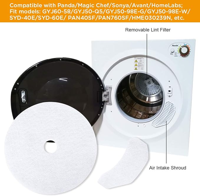 20Pcs Universal Cloth Dryer Exhaust Filters, Premium Quality Durable and Easy to Clean Dryer Lint Filter Compatible with Panda Magic Chef Sonya Avant, 16 Exhaust Filters 4 Air Intake Filters