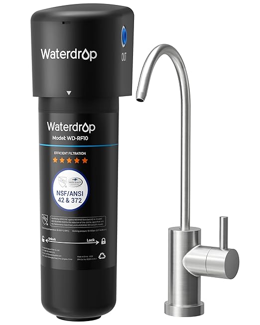 Waterdrop 10UB Under Sink Water Filter, Under Sink Water Filtration System for 11K Gallons, NSF/ANSI 42 Certified, Reduces PFAS, PFOA/PFOS, Lead, Under Sink Water Filter with Faucet