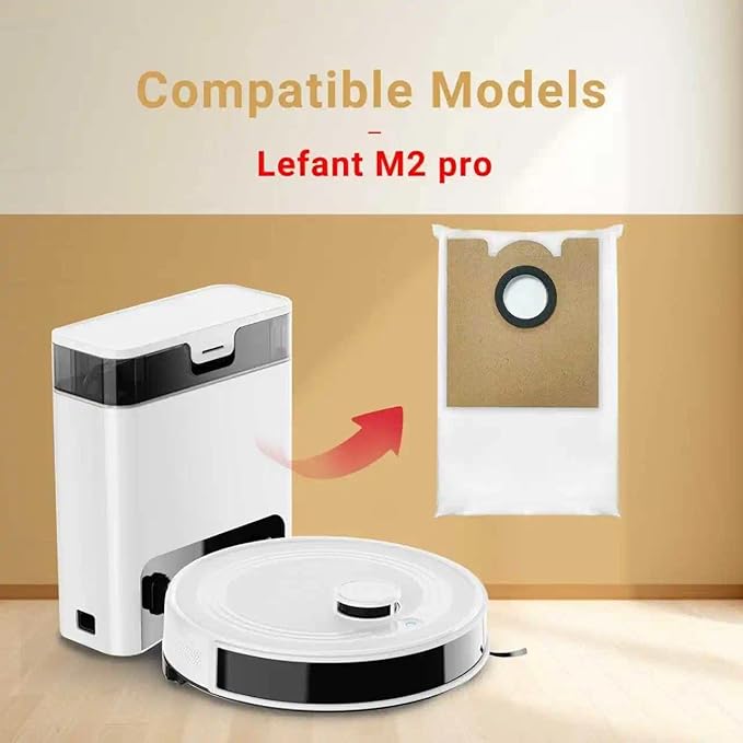 10 Pack Replacement Dust Bags for Lefant M2 Pro, M2S Pro,M2 Plus Robot Vacuum Cleaner Dust Bags