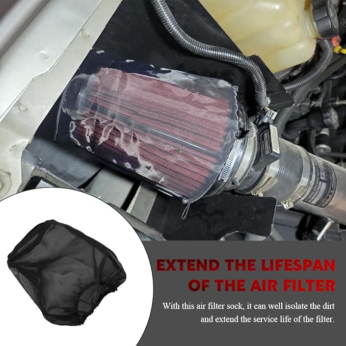 Air Filter Cover for Car Cold Air Intake Filter Cover Wrap Dustproof, Air Filter Cleaner Kits, Air Intake Filter Sock Cover for Harley Touring Universal for High Flow Air Intake Filters (Small)