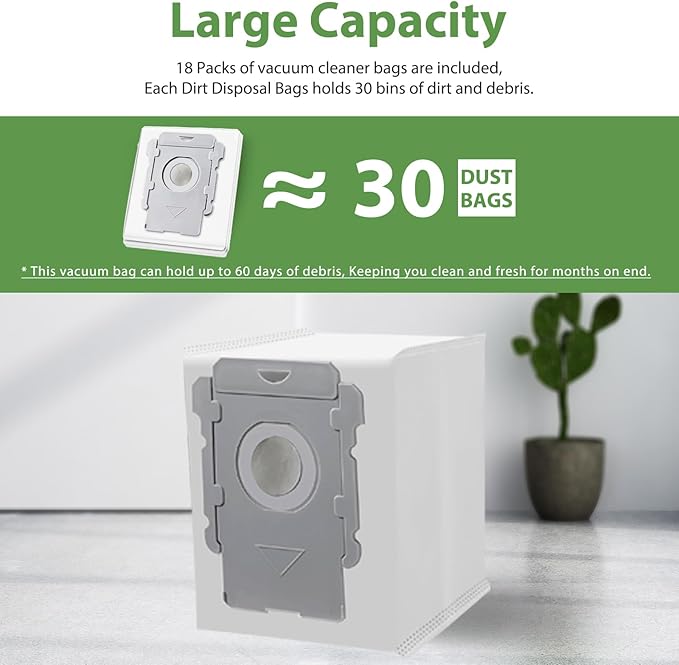 20 Pack Vacuum Bags for iRobot Roomba i7 i7+ i8 i8+ i3 i3+ i4 i4+ i6 i6+ j7 j7+ j9+ s9+ 104 105 405 504 505 705 Combo 10 Max, i s j Vac Series, All Clean Base Automatic Dirt Disposal Bags