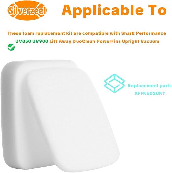 UV850 Replacement Filters for Shark Performance Lift-Away UV850 UV900 DuoClean Upright Vacuum,Replace parts #XFFK602UKT (3Foam+3 Felt Filter Kit)