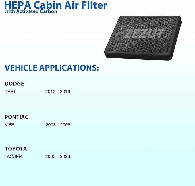 Cabin Air Filter, for Toyota Tacoma 2005-2023, Dodge Dart 2013-2016, Pontiac Vibe 2003-2008 (CF10374)