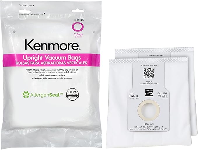 Kenmore 53293 Type O HEPA Vacuum Bags for Upright Vacuums 2pk