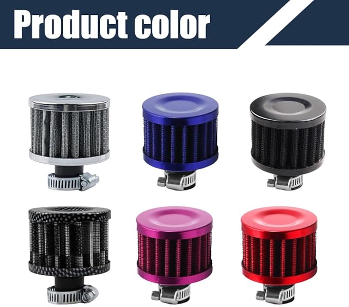 Breather Filter, Air Filter Valve Cover Breather, 12mm Mini Air Filter Vent Crankcase Breather, Air Filter Cold Air Intake Filter Breather, Car Accessories Universal for Car, Motorcycle