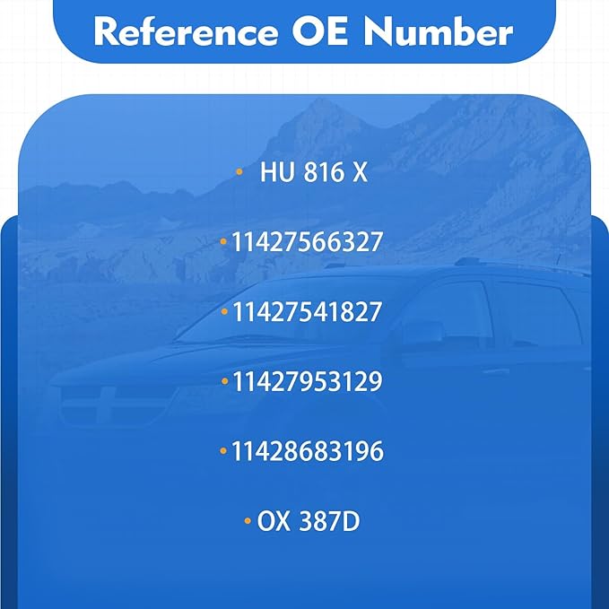 HU816X Oil Filter for BMW 328i 325i 128i 135i 320i 330i 335i 428i 435i 525i 528i 530i 535i 540i 640i 740i M2 M3 M4 X3 X4 X5 X6 Z4 M235i ActiveHybrid 3/5/7 Replace: 11427566327 11427541827 11427953129
