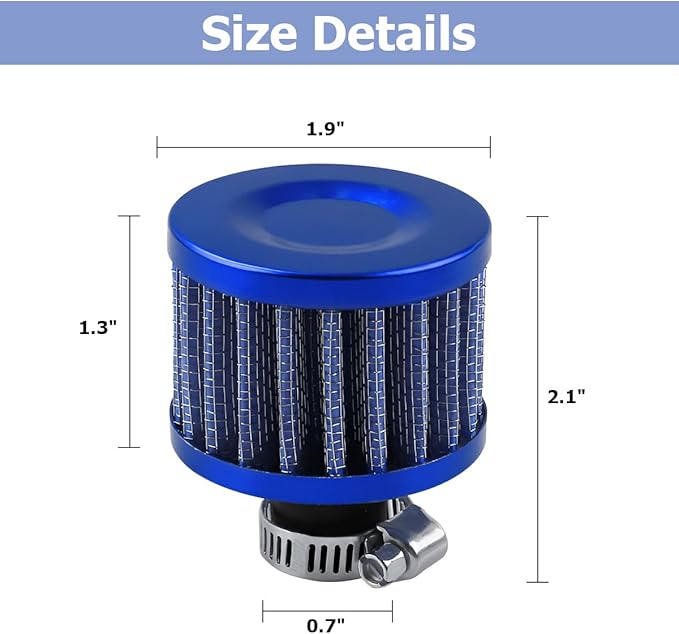 212cc Air Filter Valve Cover Breather, 12mm Inlet Mini Car Cold Air Intake Filter Cleaner, Crankcase Breather for Mini Bike Go Kart, Compatible with 196cc 6.5hp CT200U BT200X (Blue)