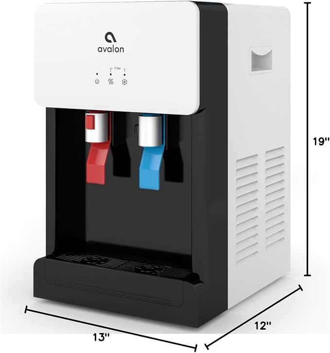 Avalon B8WHT Countertop Bottleless Water Cooler Dispenser - 2 Stage Water Filters and Installation Kit Included, NSF Certified, UL Listed, White