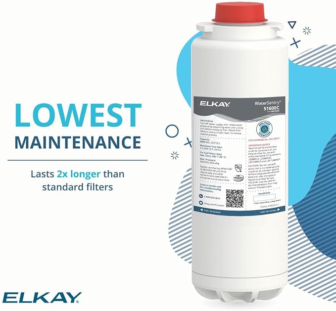 Elkay Genuine WaterSentry 51600C Lead + Microplastics NSF/ANSI Certified High-Capacity Filter (Enhanced Bottle Fillers)