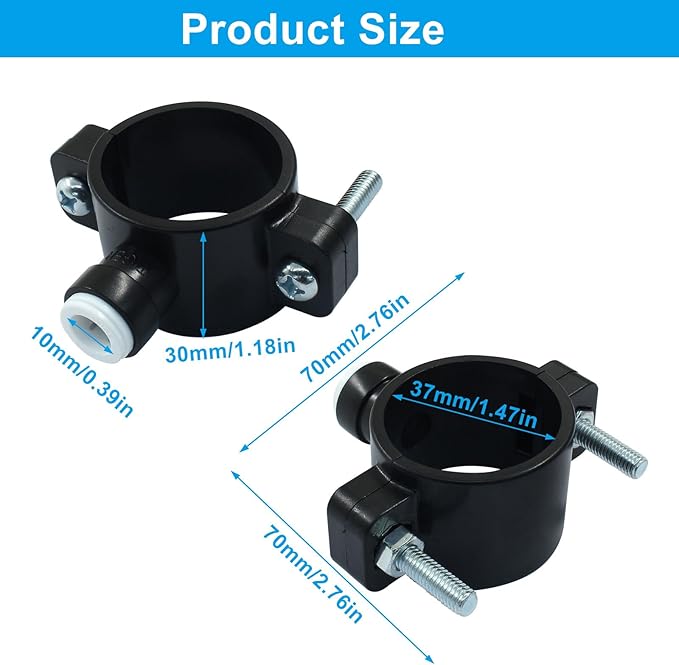 Waziaqoc 2 PCS Drain Saddle Valve with 3/8 Inch Quick Connect, Plastic Drain Saddle Valve, Water Hose Pipe Adapter for Under Sink Reverse Osmosis System