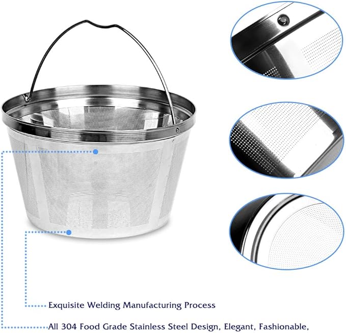 Reusable Stainless Steel Coffee Filter for Black & Decker 8-12 Cup Coffee Makers, Permanent Replacement Filter, Ultra Fine Mesh, Dishwasher Safe, BPA-Free