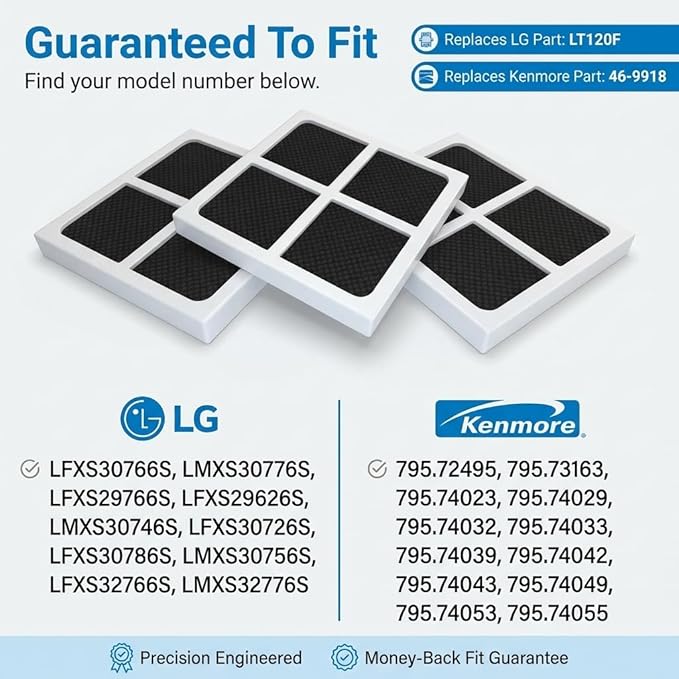 Refresh Replacement for Kenmore 46-9918, 9918, 469918, ADQ73214402, ADQ73214404 and LG LT120F Refrigerator Air Filter (3-Pack)