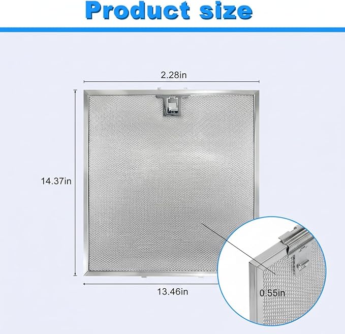 WA0575 Range Hood Filter 14-3/8" x 13-1/2" - 1 Pack, 5-Layer Aluminum Mesh Grease Filter Replacement for Vissani 30-inch Pyramid or Wall Mount Range Hood
