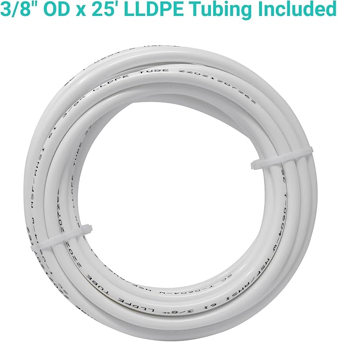 Metpure Ice Maker Fridge Installation Kit – 25' Feet x 3/8" OD Tubing for Appliance Water Line with Brass Stop Tee Connection and Valve for Quick Installation, 3/8" OD Fittings