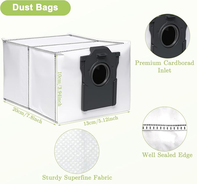 15 PCS Accessories Replacement Parts Compatible with Dreame X40 Ultra/ L40 Ultra/ X40 Master MOVA P10/ P50 Pro Ultra Robot Vacuum Cleaner, 1 Main Brush 4 Side Brushes 2 Filters 2 Dust Bags 6 Mop Pads