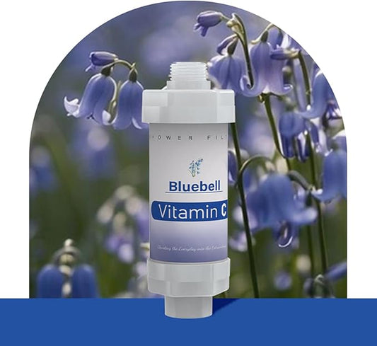 Vitamin C Shower Filter for Hard Water Bathroom Accessories Water Filter Replacement Cartridge Remove Chlorine Fluoride Heavy Metals Improves Skin Condition Protects Hair Bluebell Scent