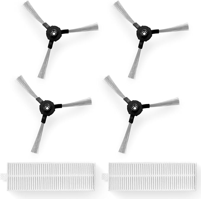 SereneLife PUCRCX70 Robot Vacuum Accessory Kit - (4) Sweeping Side Brushes, (2) Air Filter - Robot Vacuum Cleaner Replacement Parts and Accessory Kit Compatible Only with PUCRCX70 PRTPUCRCX7010