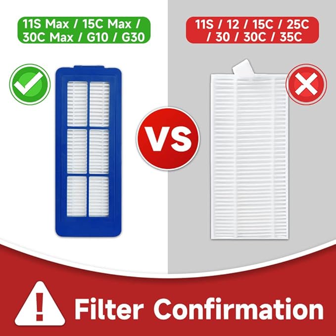 Spare Accessories Compatible for eufy 11S Max, 30C Max, 15C Max, G32 Pro, Robotic Vacuum Replacements: 1 Roller Brush 6 Side Brushes 5 Unibody Filter 𝙉𝙊𝙏 𝙛𝙤𝙧 𝟏𝟏𝐒 or 𝗚𝟯𝟬