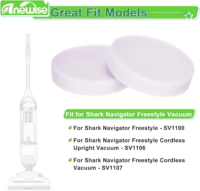 4 Pack SV1106 Filter for Shark Navigator Freestyle SV1112, SV1106, SV1107 and SV1100 Cordless Upright Vacuum. Compare to Part # XF1100T